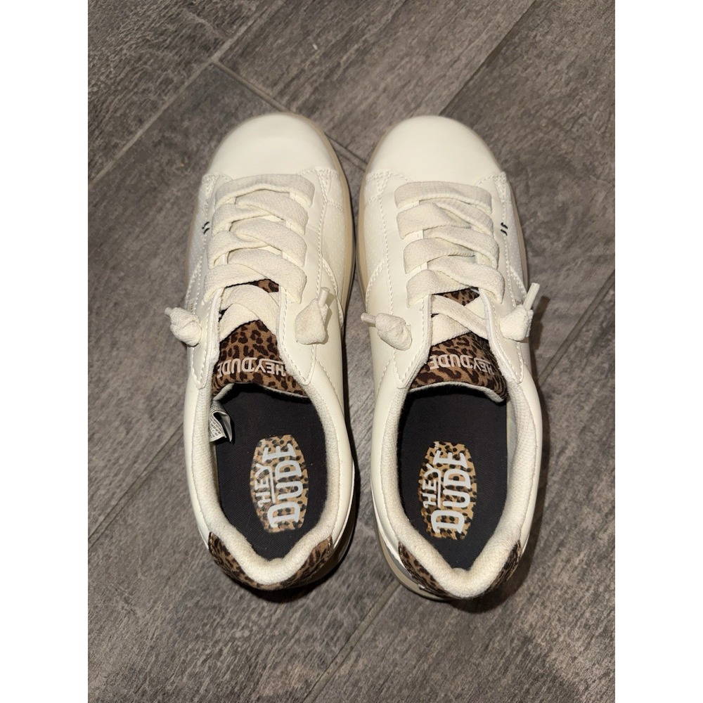 Hey Dude Karina Duo Classic Sneakers In Egret/Leopard Womens Size 9